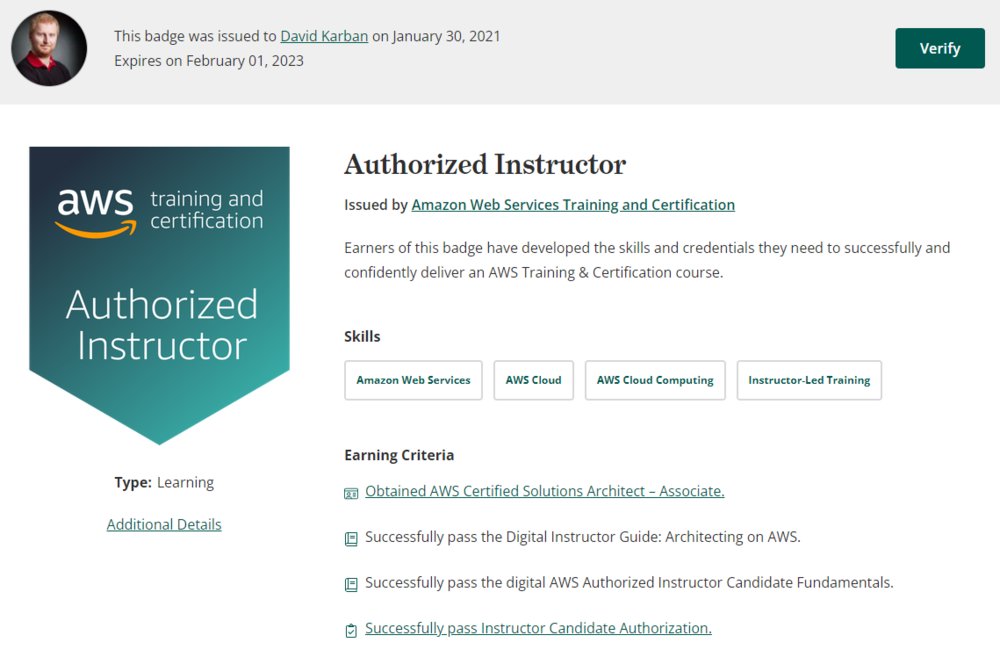 AWS Authorized Instructor (Amazon certificate)