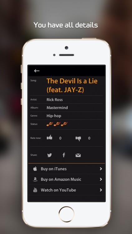 Song detail in the HotMusic app