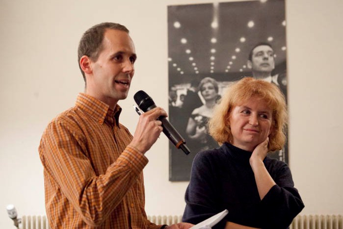 Ales Burget, interpreting at a cultural event in Prague (2012)