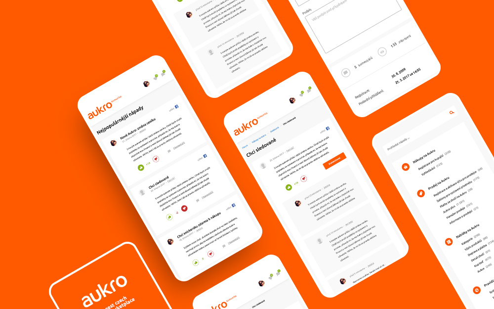 Aukro (screens from a mobile version)